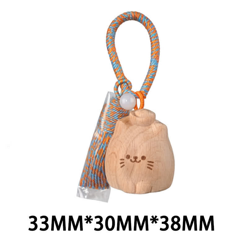 Buddha Stones Handgeschnitzte Schlüsselanhänger aus hellem Holz mit Glückskatzenquaste und Erdungsmotiv - Blaue Barrenkatze - image 32