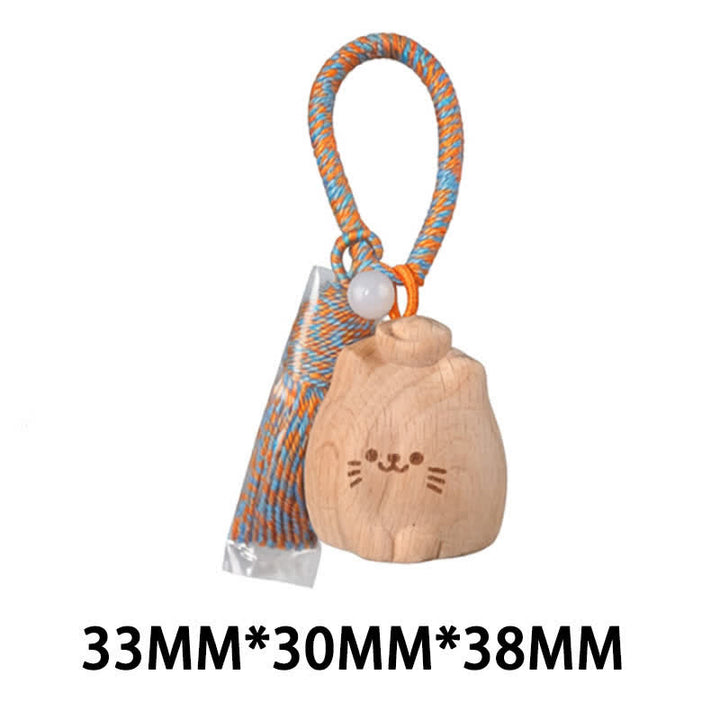 Buddha Stones Handgeschnitzte Schlüsselanhänger aus hellem Holz mit Glückskatzenquaste und Erdungsmotiv - Blaue Barrenkatze - image 32