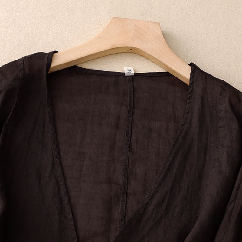 Buddha Stones Sommer-Kimono für Damen, schlicht, langärmelig, mit Schnürung und offener Vorderseite - image 13