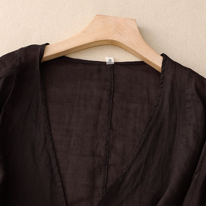 Buddha Stones Sommer-Kimono für Damen, schlicht, langärmelig, mit Schnürung und offener Vorderseite - image 13