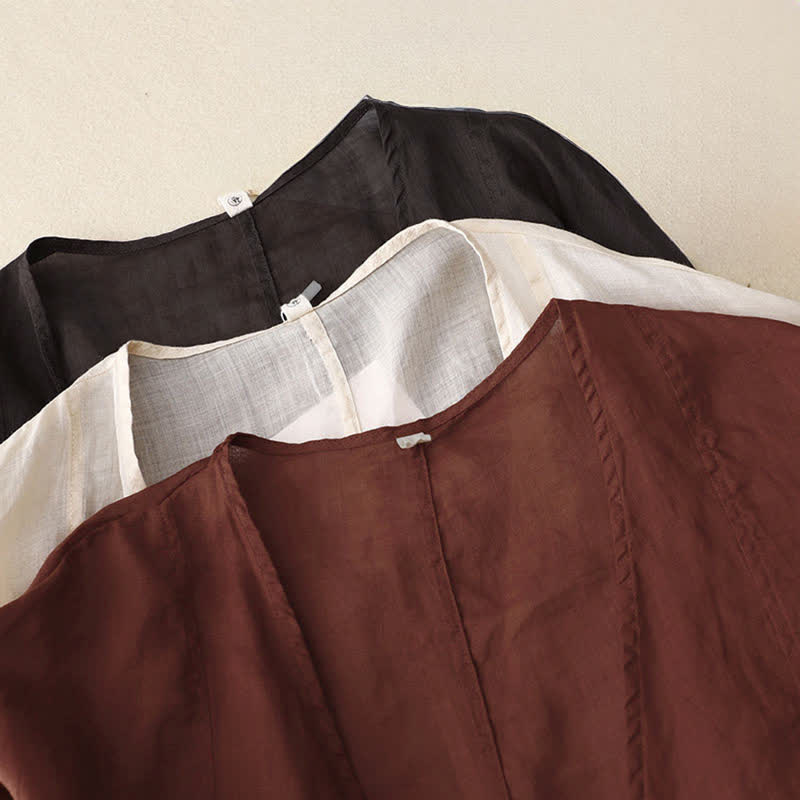 Buddha Stones Sommer-Kimono für Damen, schlicht, langärmelig, mit Schnürung und offener Vorderseite - image 19