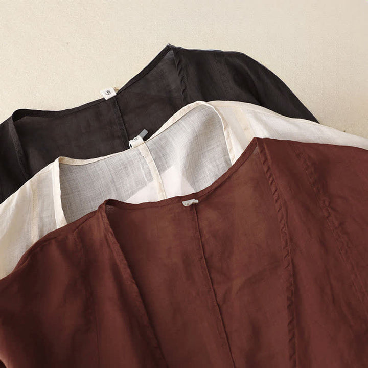 Buddha Stones Sommer-Kimono für Damen, schlicht, langärmelig, mit Schnürung und offener Vorderseite - image 19