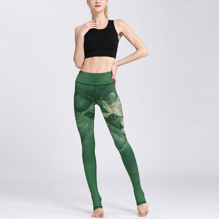 Buddha Stones Lotus Flower Print Design Hose Sport Fitness Yoga Leggings Damen Yogahose - image 3