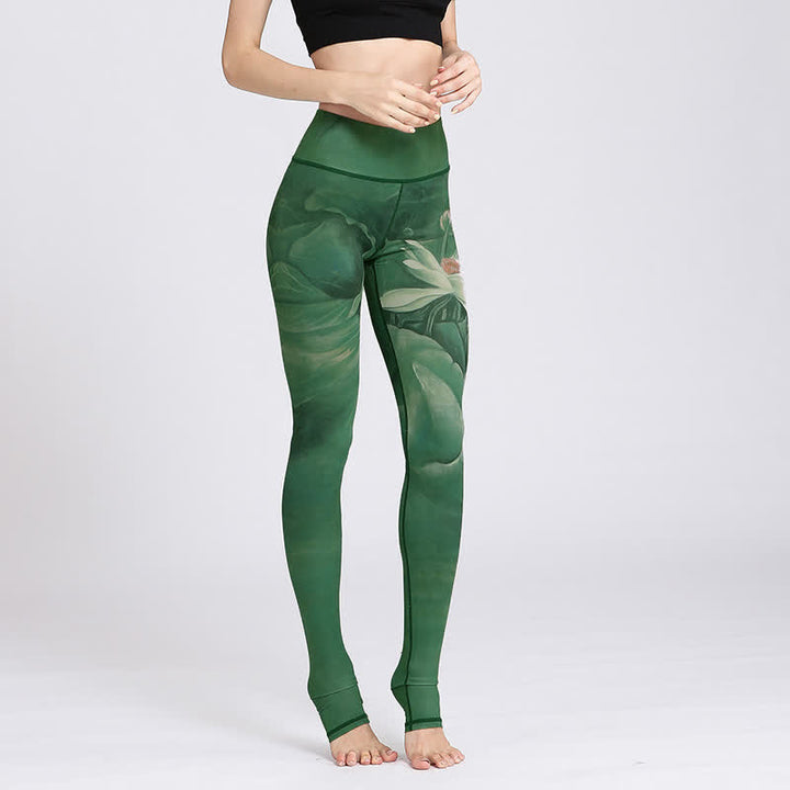 Buddha Stones Lotus Flower Print Design Hose Sport Fitness Yoga Leggings Damen Yogahose - image 1