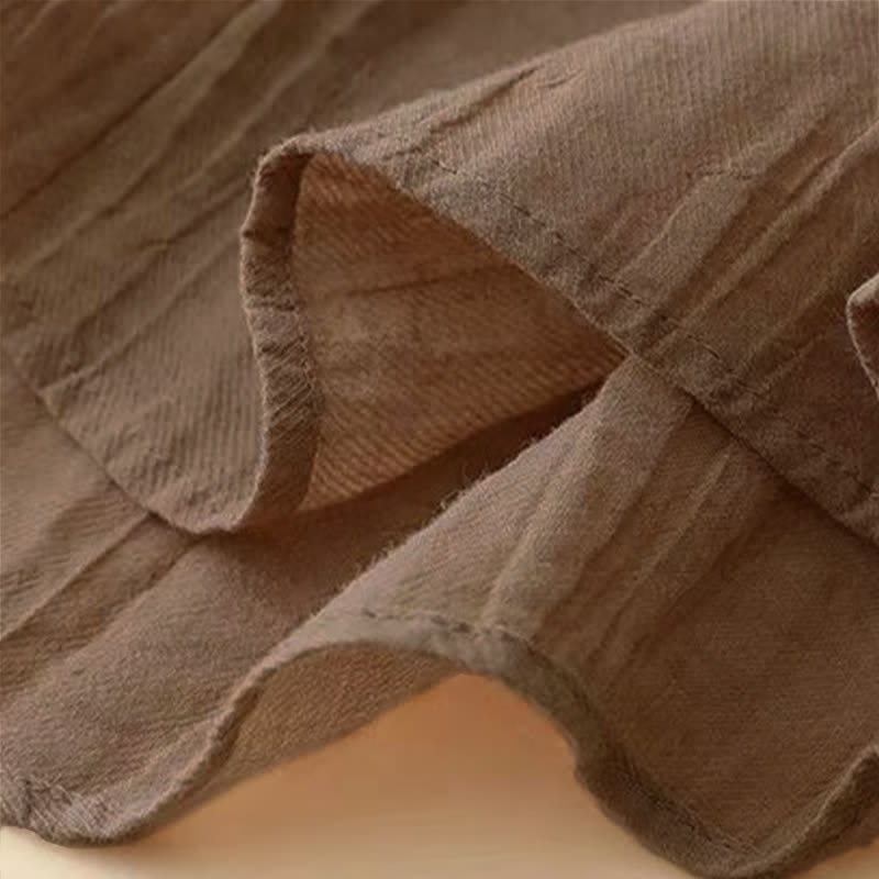 Buddha Stones Lässiges, schlichtes, handgefertigtes Midikleid mit Kordelzug in der Taille, ärmellos und mit Taschen - image 6