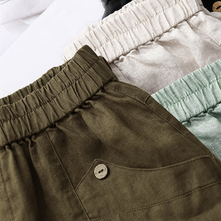 Buddha Stones Sommer-Freizeit-Shorts für Damen mit Taschen, schlicht, mit Knöpfen - image 27