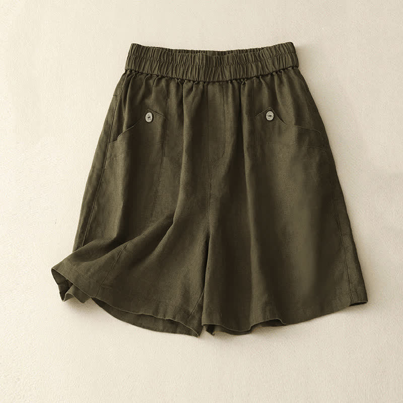 Buddha Stones Sommer-Freizeit-Shorts für Damen mit Taschen, schlicht, mit Knöpfen - Dunkelgoldenrod - US8-10, UK/AU12-14, EU40-42 (2XL) - image 14