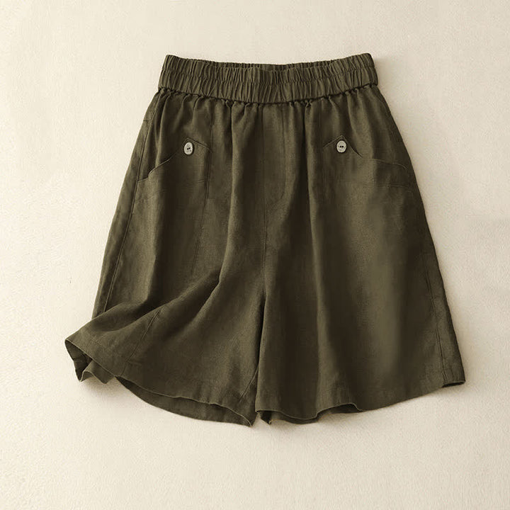 Buddha Stones Sommer-Freizeit-Shorts für Damen mit Taschen, schlicht, mit Knöpfen - Dunkelgoldenrod - US8-10, UK/AU12-14, EU40-42 (2XL) - image 14