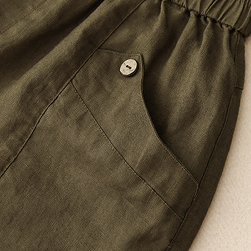 Buddha Stones Sommer-Freizeit-Shorts für Damen mit Taschen, schlicht, mit Knöpfen - image 17