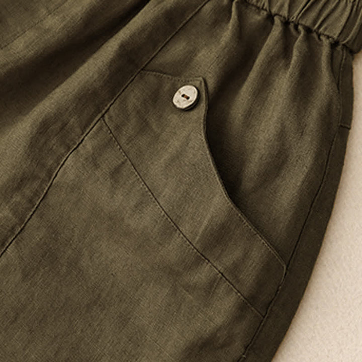 Buddha Stones Sommer-Freizeit-Shorts für Damen mit Taschen, schlicht, mit Knöpfen - image 17