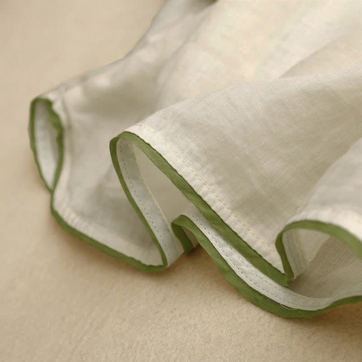 Damen-Shirt mit Buddha Stones, beigefarbenem Blumenmuster und grüner Blattstickerei, Rundhalsausschnitt und Dreiviertelärmeln - image 7