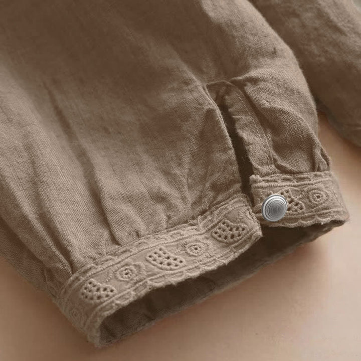 Buddha Stones Casual Plain Damenbluse mit Rundhalsausschnitt und Dreiviertelärmeln - image 8