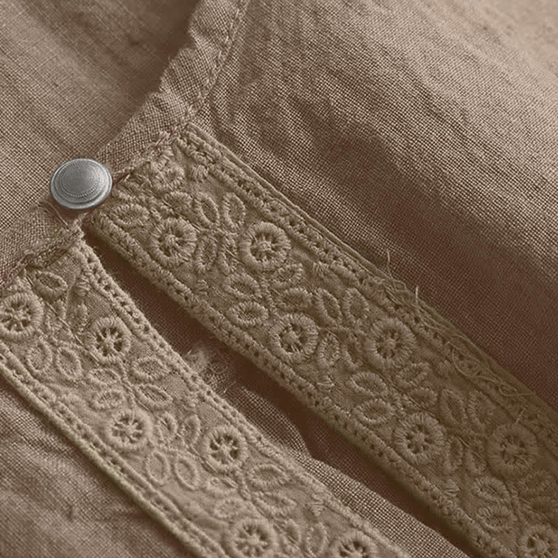 Buddha Stones Casual Plain Damenbluse mit Rundhalsausschnitt und Dreiviertelärmeln - image 4