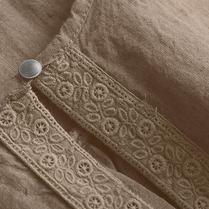 Buddha Stones Casual Plain Damenbluse mit Rundhalsausschnitt und Dreiviertelärmeln - image 4