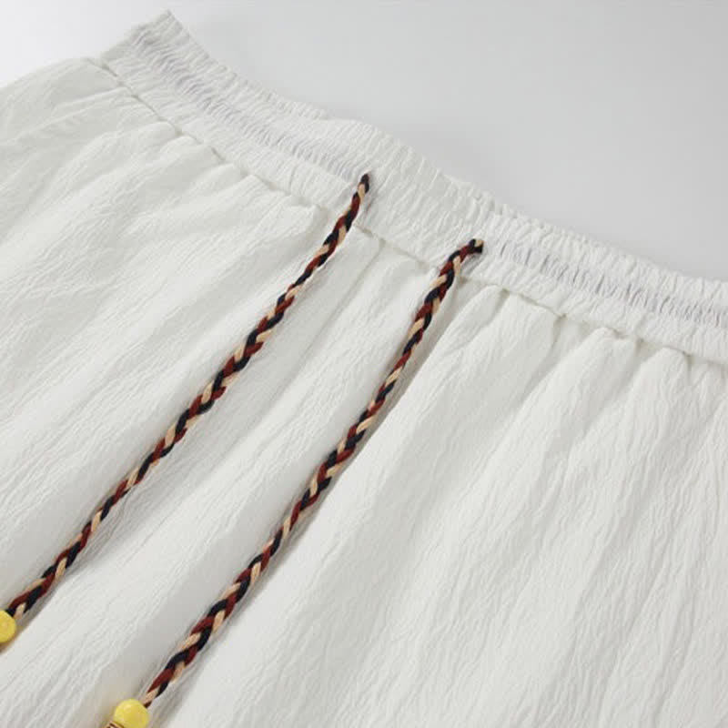 Buddha Stones Sommerliche, lässige Herrenshorts im Tang-Stil mit Kranich- und Wolkenstickerei sowie Taschen - image 8