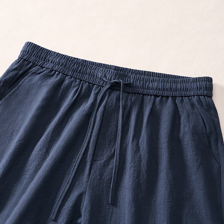 Buddha Stones Lässige, minimalistische Herrenshorts mit Kordelzug, dekorativen seitlichen Knöpfen und Taschen für den Sommer - image 10