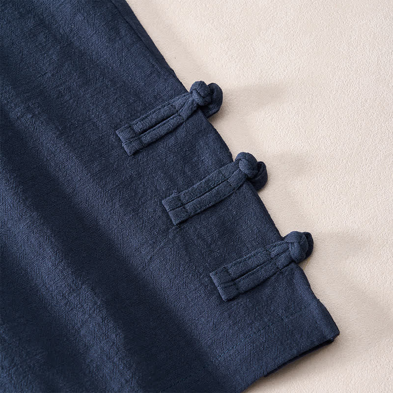 Buddha Stones Lässige, minimalistische Herrenshorts mit Kordelzug, dekorativen seitlichen Knöpfen und Taschen für den Sommer - image 13