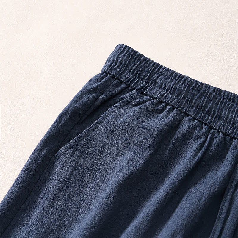 Buddha Stones Lässige, minimalistische Herrenshorts mit Kordelzug, dekorativen seitlichen Knöpfen und Taschen für den Sommer - image 11