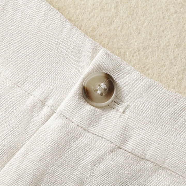 Buddha Stones Sommerliche, lässige, minimalistische Damen-Hose mit Knopfleiste, Reißverschluss, weitem Bein und Taschen - image 11