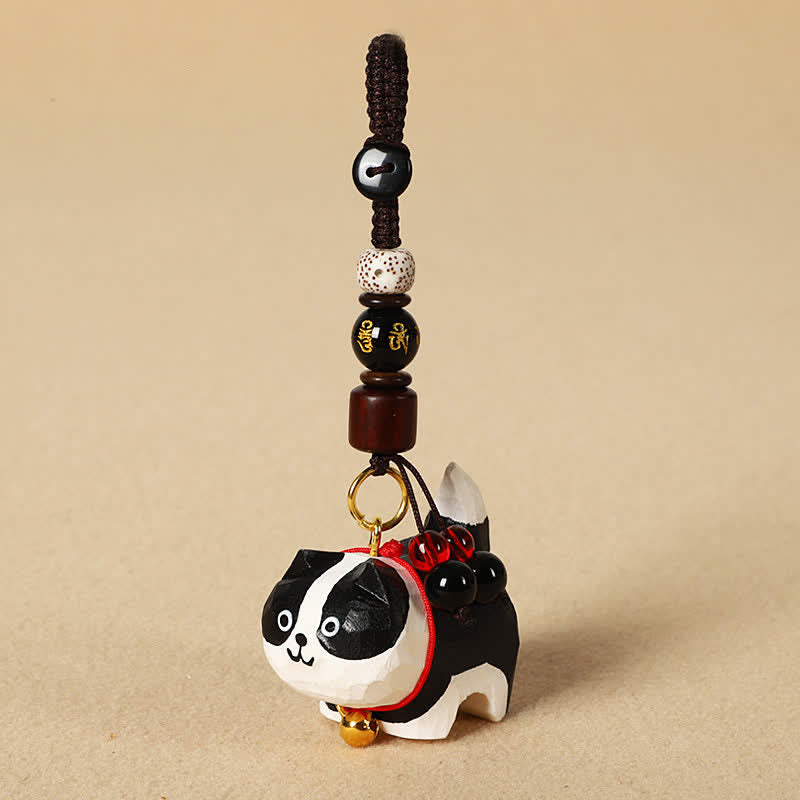 Buddha Stones Schlüsselanhänger mit geschnitztem Hund aus Holz, Om Mani Padme Hum, Frieden - Om Mani Padme Hum Border Collie - image 12
