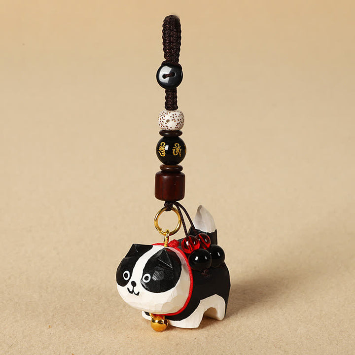 Buddha Stones Schlüsselanhänger mit geschnitztem Hund aus Holz, Om Mani Padme Hum, Frieden - Om Mani Padme Hum Border Collie - image 12