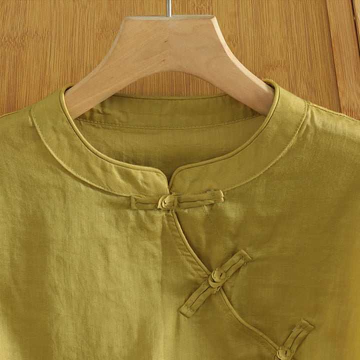 Buddha Stones Sommerliches Tanktop im Tang-Stil mit Froschknopfleiste, ärmellos, für Damen - image 3