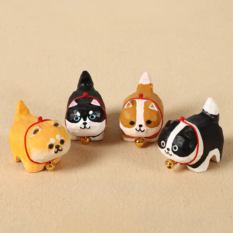 Buddha Stones Handgeschnitzter Schlüsselanhänger aus Naturholz mit niedlichem Hund – süße Tierdekoration - image 0