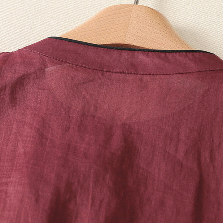 Buddha Stones Sommerliches Tanktop im Tang-Stil mit Froschknopfleiste, ärmellos, für Damen - image 10