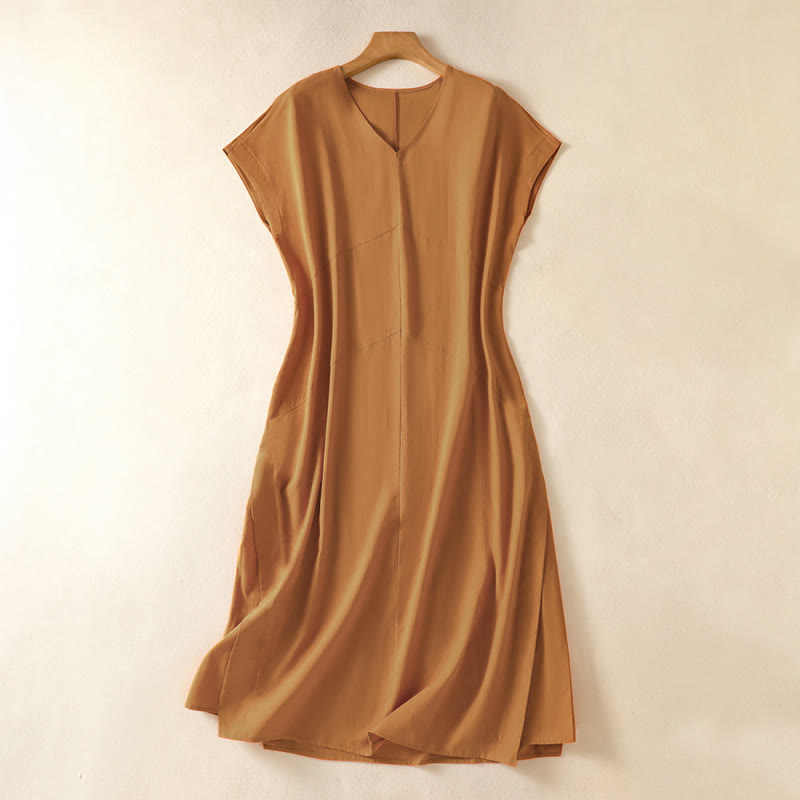 Buddha Stones Elegantes, minimalistisches, einfarbiges, ärmelloses Sommerkleid für Damen mit Tasche - Peru - US14, UK/AU18, EU46 (2XL) - image 10