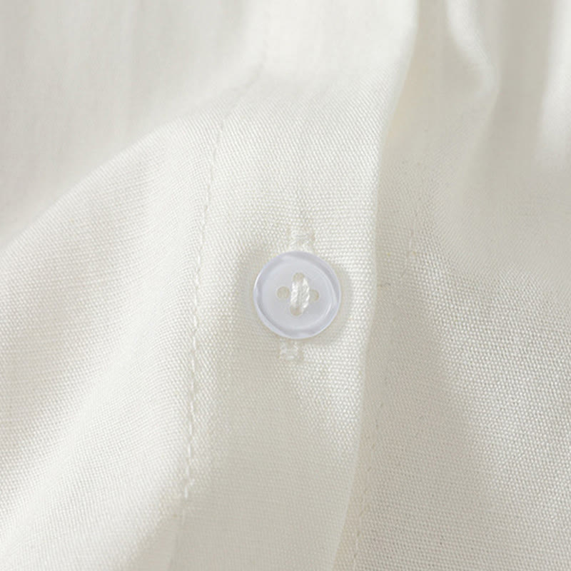 Buddha Stones Lässiges, minimalistisches Sommerhemd mit Knopfleiste und kurzen Ärmeln für Damen, einfarbig, mit Knopfleiste - image 9