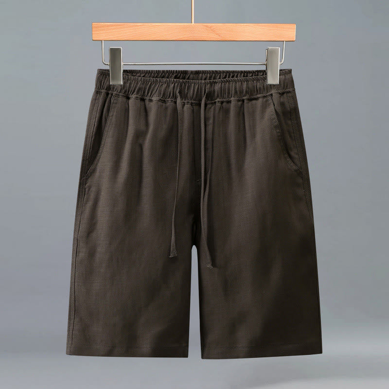 Buddha Stones Lässige, minimalistische Herren-Shorts mit Kordelzug und Tasche für den Sommer. - Sattelbraun - US/ UK/AU42, EU52 (3XL) - image 10