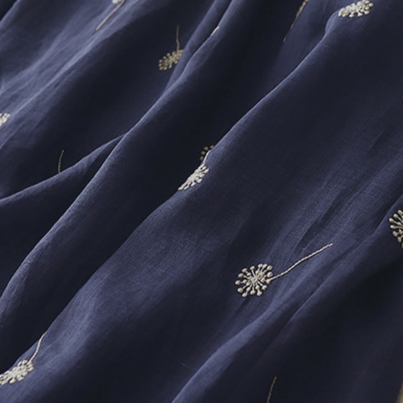 Buddha Stones Mitternachtsblau bedrucktes, ärmelloses Baumwoll-Midikleid mit Schnürung und Taschen - image 8
