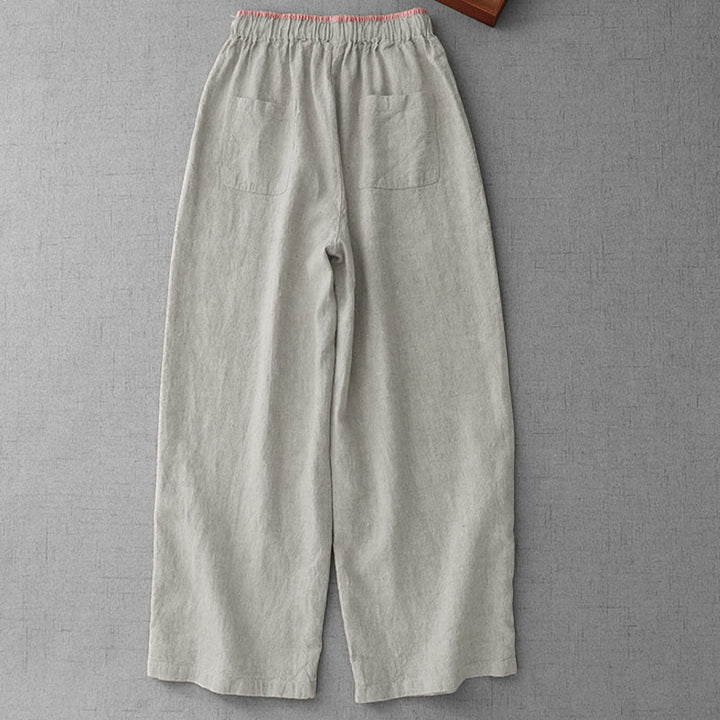 Buddha Stones Freizeithose für Damen mit Kordelzug, schlichtem Design und Taschen - image 1