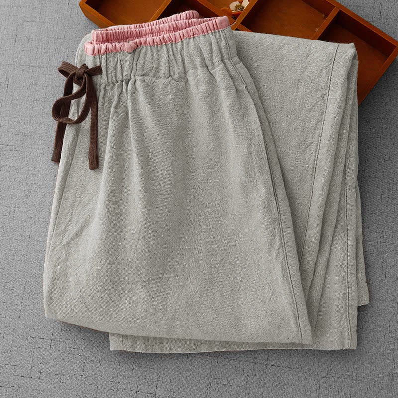 Buddha Stones Freizeithose für Damen mit Kordelzug, schlichtem Design und Taschen - image 3