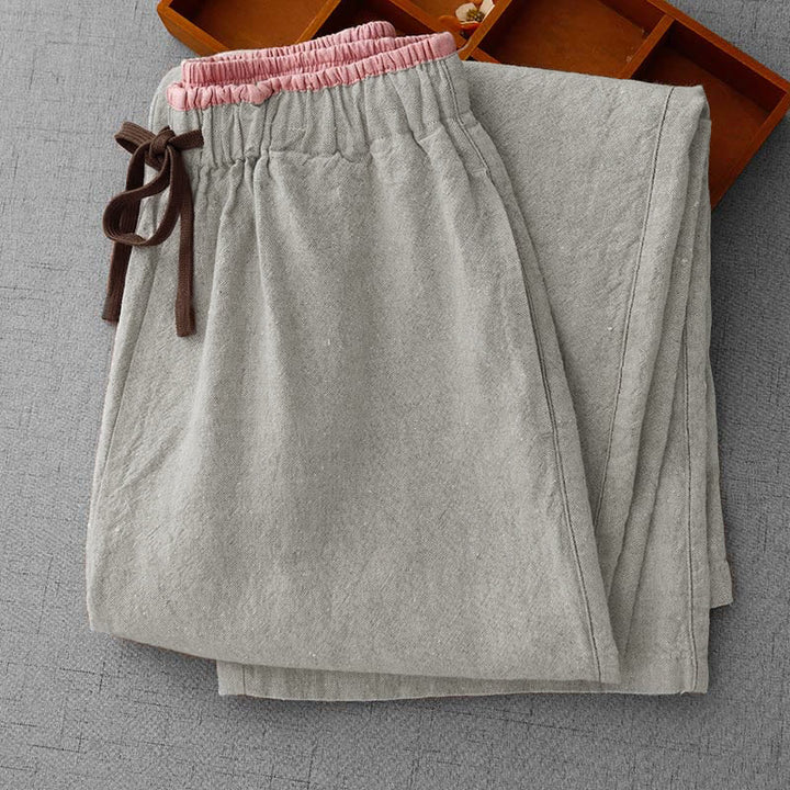 Buddha Stones Freizeithose für Damen mit Kordelzug, schlichtem Design und Taschen - image 3