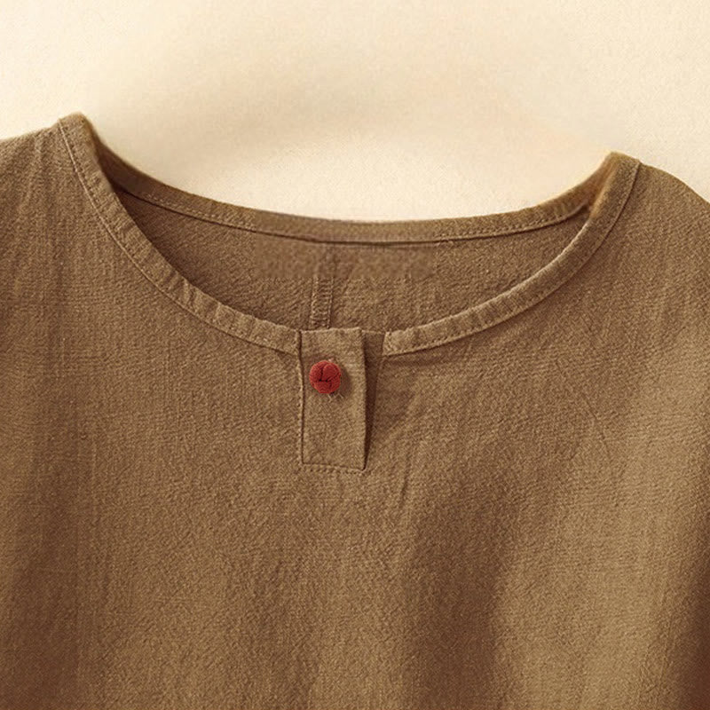 Buddha Stones Casual Plain Women's Crew Neck Design Loose Half Sleeve T-Shirt - image 14
