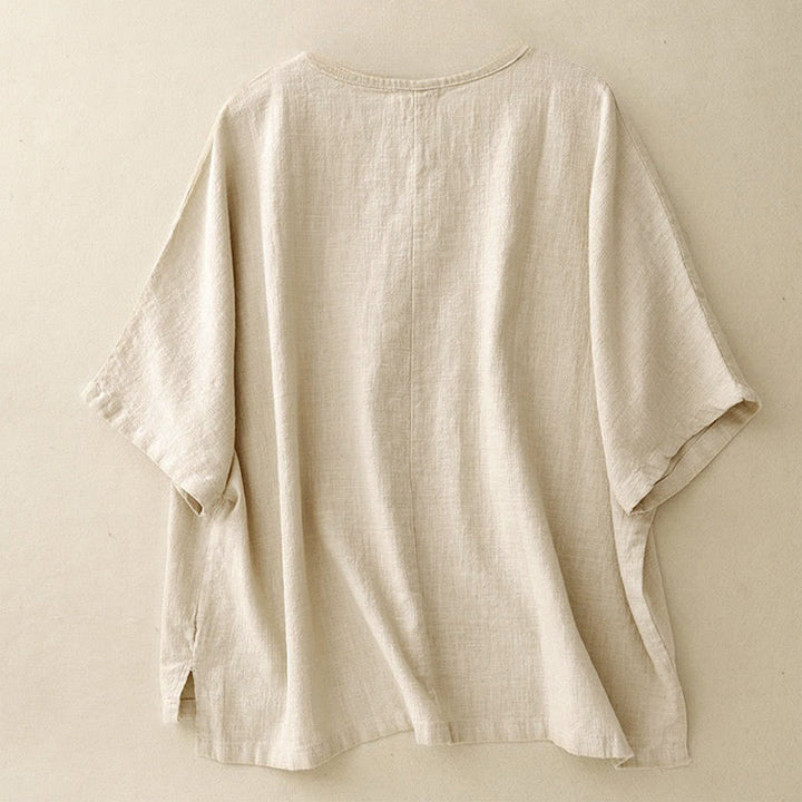 Buddha Stones Casual Plain Women's Crew Neck Design Loose Half Sleeve T-Shirt - image 1