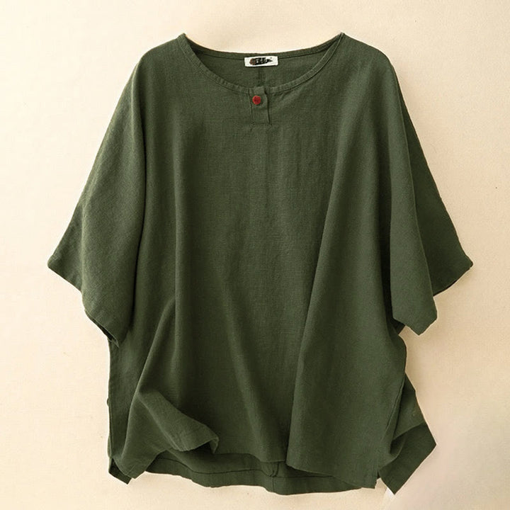 Buddha Stones Casual Plain Women's Crew Neck Design Loose Half Sleeve T-Shirt - Dunkelolivgrün - US12, UK/AU16, EU44 (2XL) - image 10