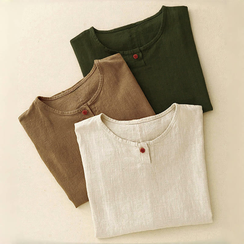 Buddha Stones Casual Plain Women's Crew Neck Design Loose Half Sleeve T-Shirt - image 19
