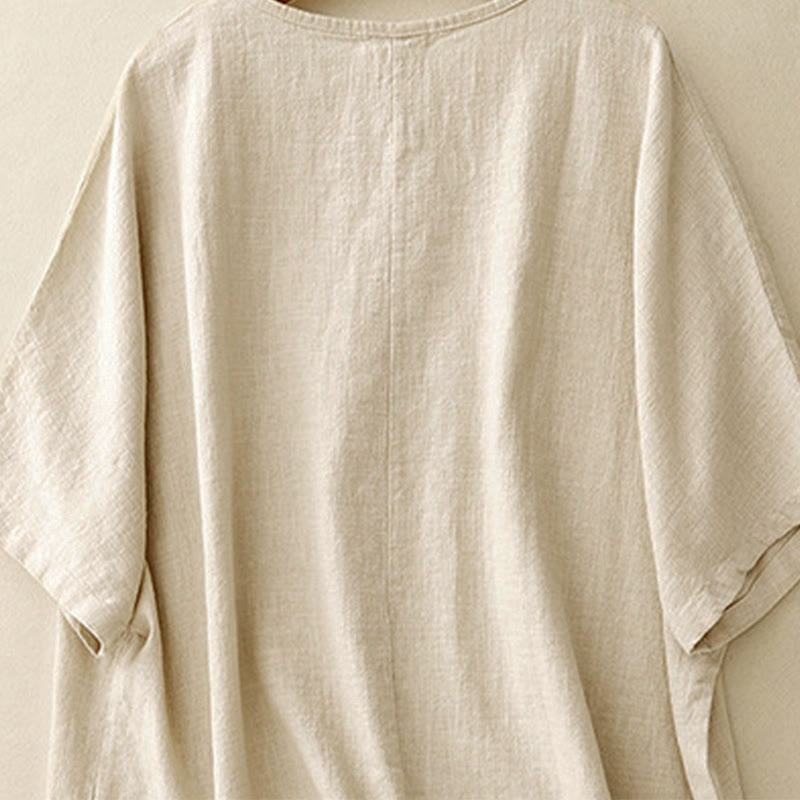 Buddha Stones Casual Plain Women's Crew Neck Design Loose Half Sleeve T-Shirt - image 3