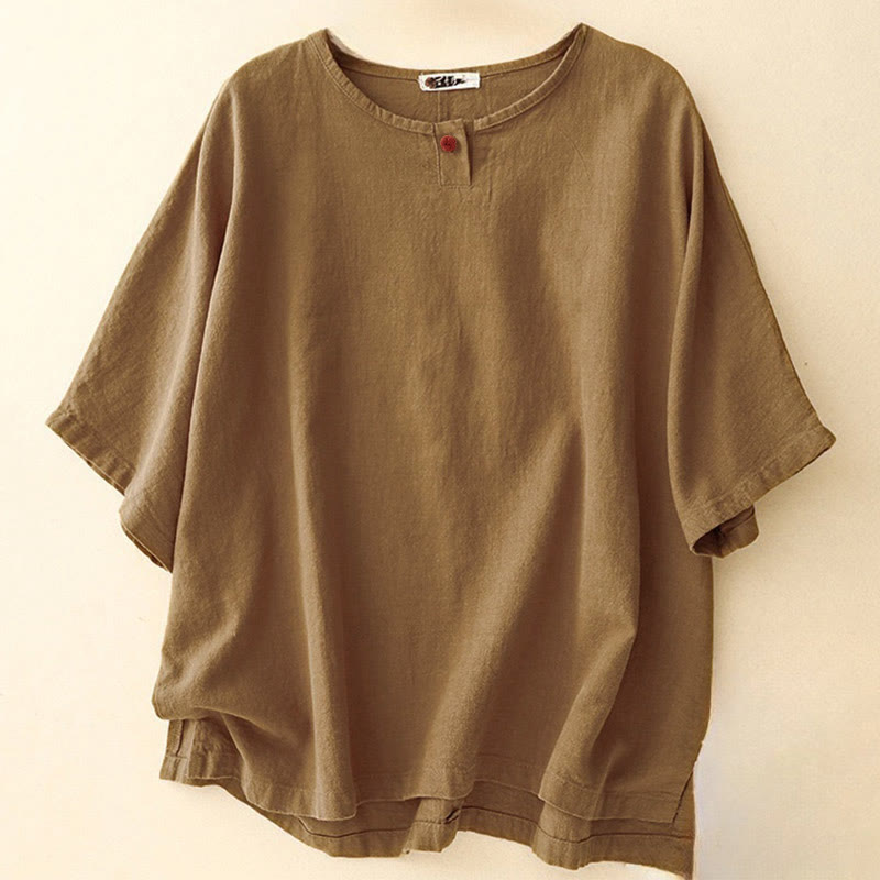 Buddha Stones Casual Plain Women's Crew Neck Design Loose Half Sleeve T-Shirt - Dunkelgoldenrod - Halbarm - US14, UK/AU18, EU46 (2XL) - image 20
