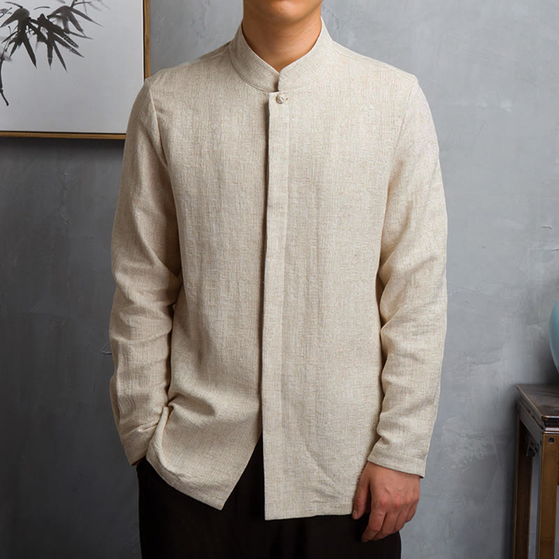 Buddha Stones, einfarbige chinesische Tang-Anzugjacke, Herrenbekleidung - Leinen - US/ UK/AU42, EU52 (4XL) - image 0