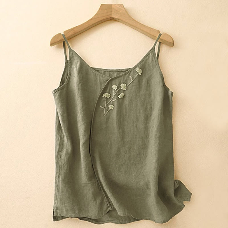 Ärmellose Damenweste mit Buddha Stones -Motiv, ethnischer Stickerei und asymmetrischem Design - Dunkelolivgrün - US14, UK/AU18, EU46 (4XL) - image 0