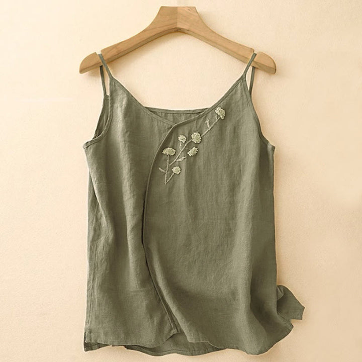 Ärmellose Damenweste mit Buddha Stones -Motiv, ethnischer Stickerei und asymmetrischem Design - Dunkelolivgrün - US14, UK/AU18, EU46 (4XL) - image 0