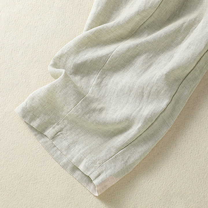 Buddha Stones Lässige Sommerhose aus Leinen mit Kordelzug, weitem Bein und Tasche - image 14