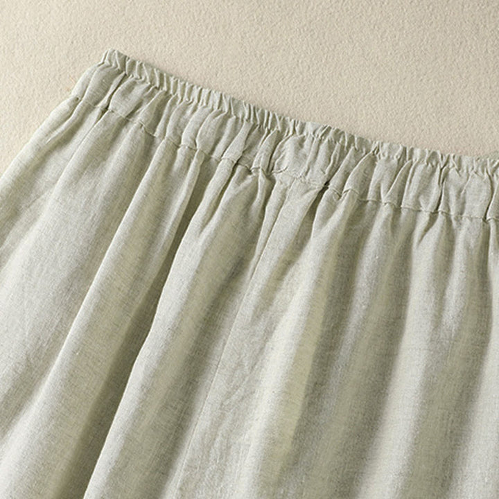 Buddha Stones Lässige Sommerhose aus Leinen mit Kordelzug, weitem Bein und Tasche - image 10