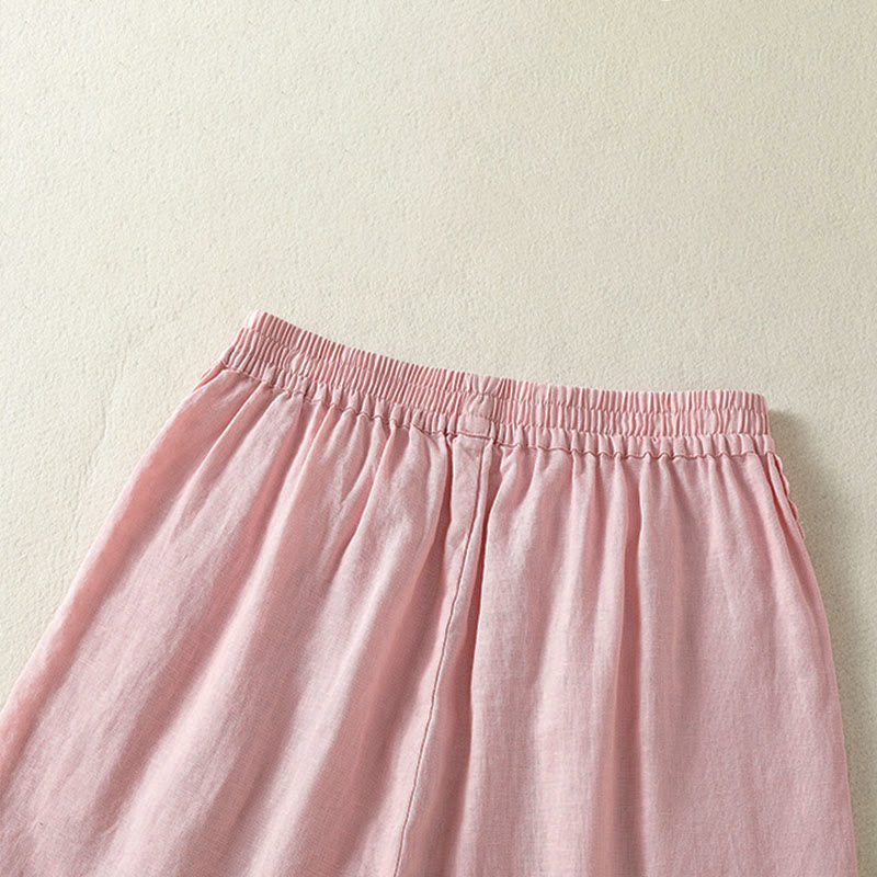 Buddha Stones Lässige, sommerliche Boho-Shorts für Damen mit einfarbiger, dekorativer Seitenspitze und Taschen - image 18