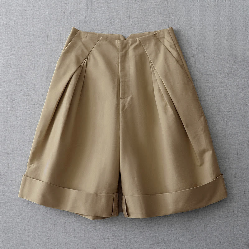 Buddha Stones Minimalistische, elegante, einfarbige Damen-Shorts mit Reißverschluss und Taschen im Sommerdesign - Bräunen - US8-10, UK/AU12-14, EU40-42 (2XL) - image 0