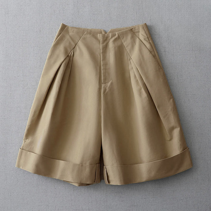 Buddha Stones Minimalistische, elegante, einfarbige Damen-Shorts mit Reißverschluss und Taschen im Sommerdesign - Bräunen - US8-10, UK/AU12-14, EU40-42 (2XL) - image 0
