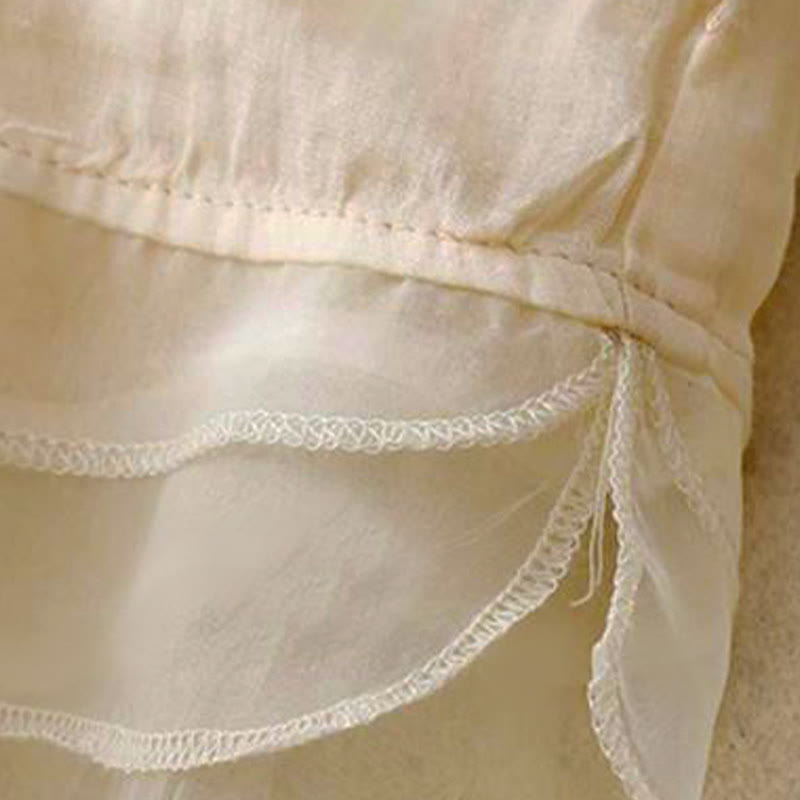 Lässiges Damen-Shirt mit Buddha Stones -Stickerei und Blütenblättern, Rundhalsausschnitt und halben Ärmeln - image 6